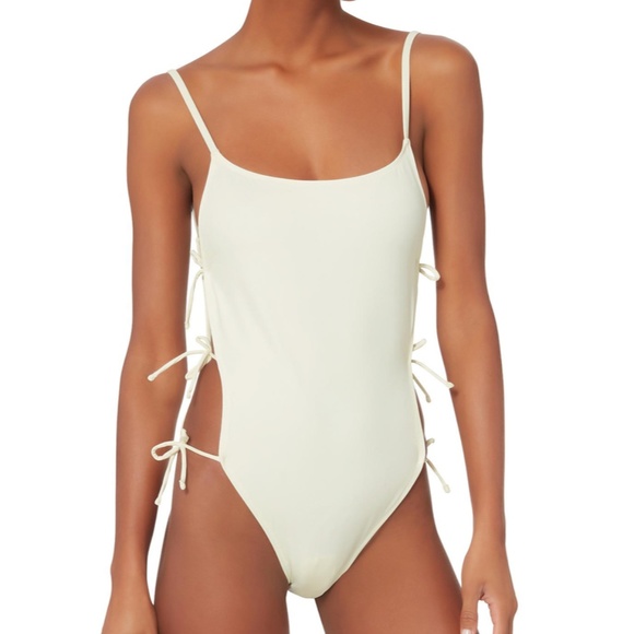 solid and striped white one piece